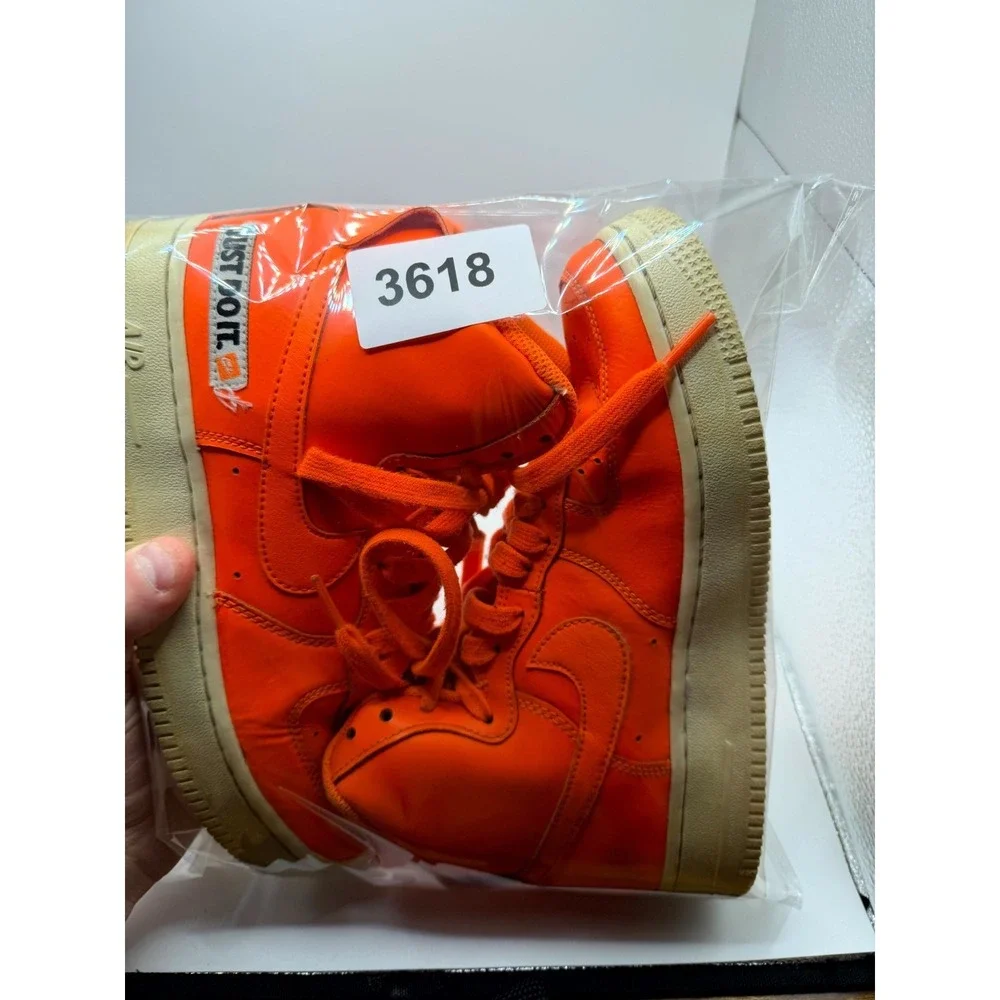 Nike Air Force 1 High LV8 GS Just Do It AV7951-800 Kids 5.5 Sneaker Orange Shoes